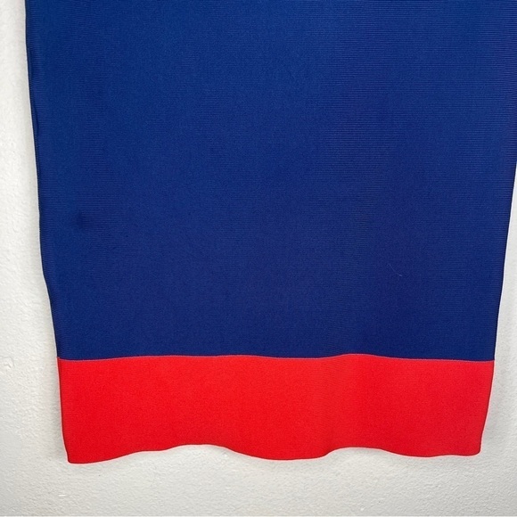 SMALL BCBGMAXAZRIA COLORBLOCK SKIRT STRETCH STRIPED BLUE RED PENCIL FITTED - Picture 6 of 8